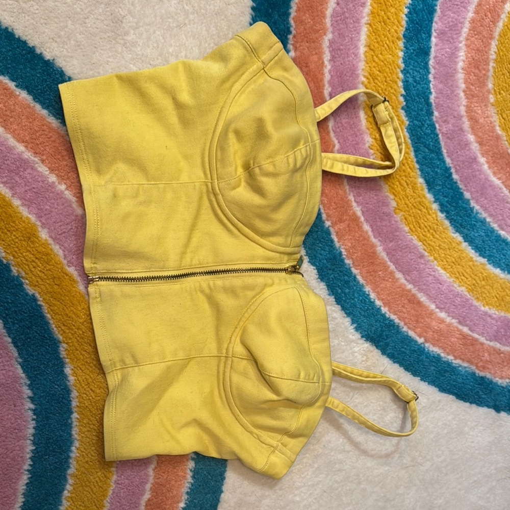 Yellow Zip-Up Crop Top VINTAGE GUESS